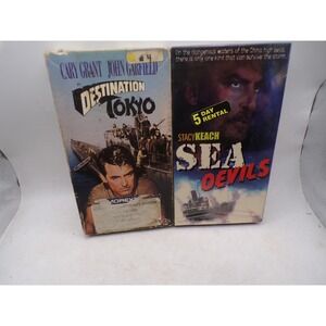 Destination Tokyo Cary Grant Sea Devils Stacy‎ Keach VHS Movie Bundle Lot 2 Tape